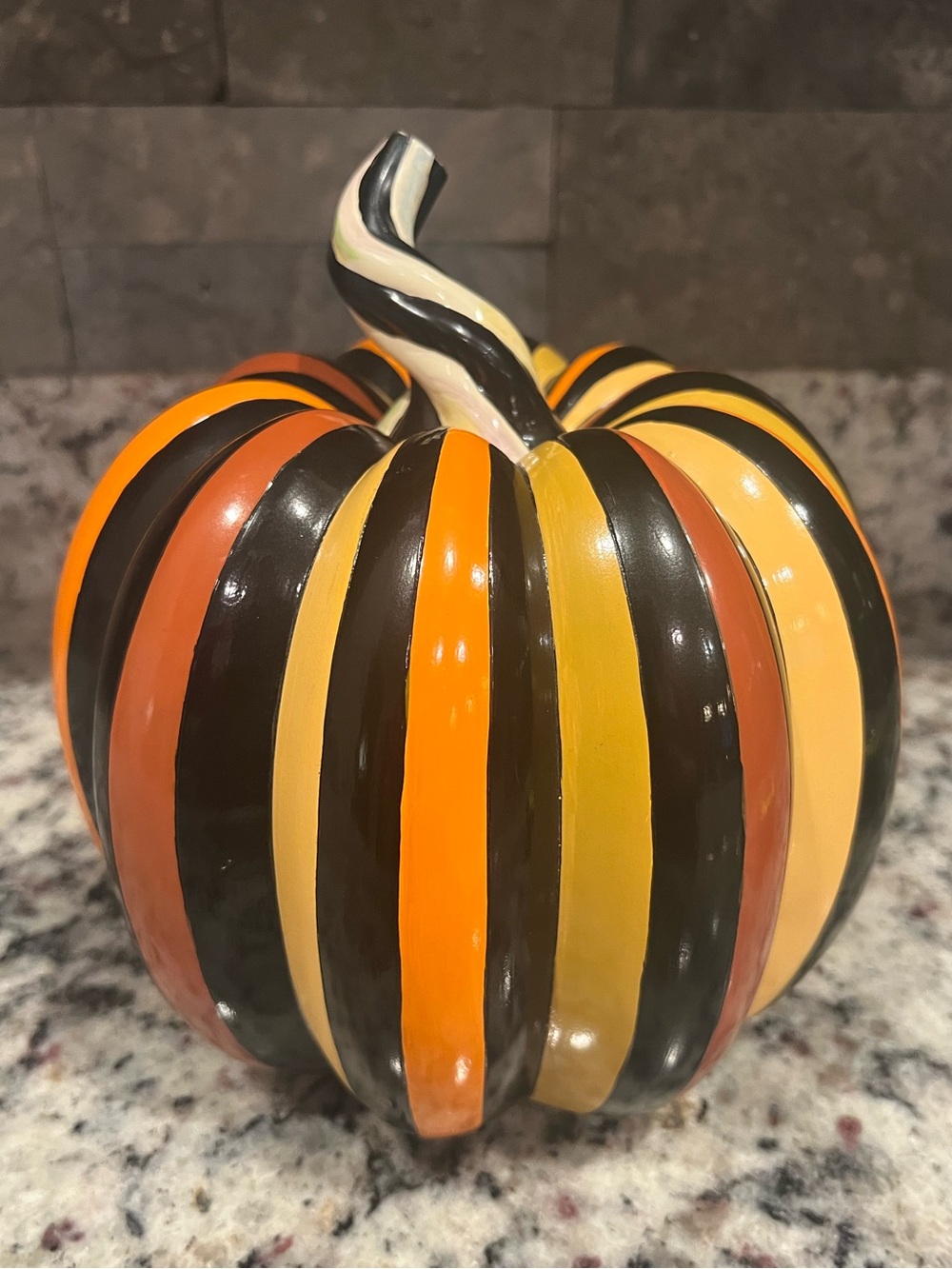 MacKenzie-Childs Autumn Pinstripe Pumpkin 8". Like new! VERY RARE!
